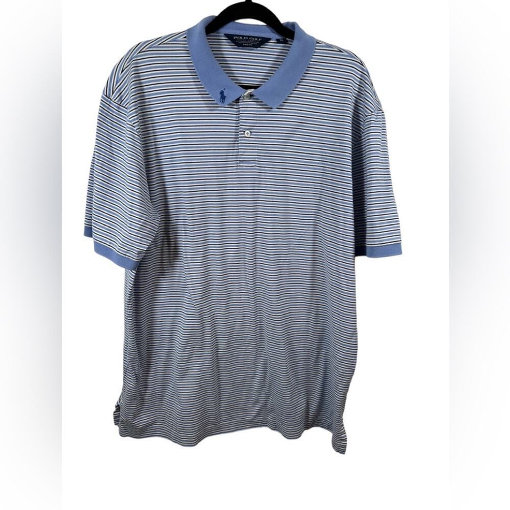 Polo Golf Blue and White Shirt with Pony on the collar 100% Prima Cotton